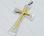 Stainless Steel Gold Cross Pendant - KJP050595
