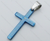 Stainless Steel Blue Cross Pendant - KJP050610