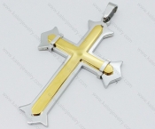 Smooth Stainless Steel Gold Plating Cross Pendant - KJP050611
