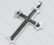 Stainless Steel Black Plating Cross Pendant - KJP050614