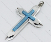 Stainless Steel Blue Plating Cross Pendant - KJP050615