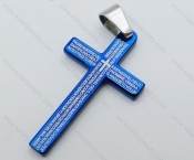Stainless Steel Blue Plating Cross Pendant - KJP050641