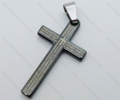Stainless Steel Black Plating Cross Pendant - KJP050642