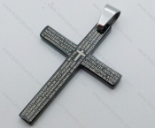 Stainless Steel Black Plating Cross Pendant - KJP050643
