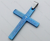 Stainless Steel Blue Plating Cross Pendant - KJP050645