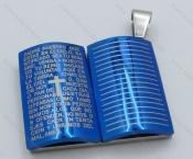 Stainless Steel Blue Bible Pendant - KJP050145