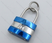 Stainless Steel Blue Lock Pendants - KJP050714