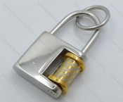 Stainless Steel Gold Lock Pendant - KJP050720