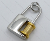 Stainless Steel Gold Lock Pendant - KJP050722