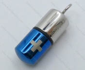 Stainless Steel Blue Capsule Pendant - KJP050776