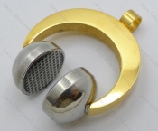 Gold Plating Stainless Steel Earphone Pendant - KJP050800