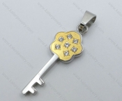 Gold Plating Stainless Steel Inlay Stones Key Pendant - KJP050827