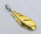 Gold Plating Stainless Steel Feather Pendant - KJP050843