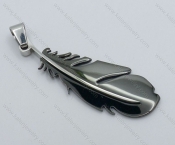 Black Stainless Steel Feather Pendant - KJP050844