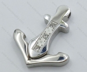Stainless Steel Inlay Stones Anchor Pendant - KJP050853