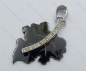 Black Stainless Steel Inlay Stones Grape Leaf Pendant - KJP050867