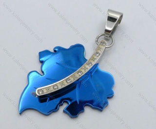 Blue Stainless Steel Inlay Stones Grape Leaf Pendant - KJP050868