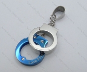 Stainless Steel Blue Handcuffs Pendant - KJP050883