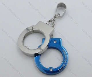 Blue Plating Stainless Steel Handcuffs Pendant - KJP050885