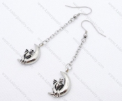 Unique Silver Stainless Steel Cartoon Moon Angle Earrings Wholesale - KJE050147