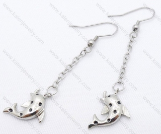 Stainless Steel Cartoon Silver Dolphin Earrings Wholesale - KJE050148