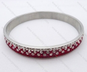 Wholesale Kalen China Stainless Steel Red and Clear Stone Bangles- KJB050034