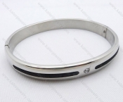 Black line Stainless Clear Zircon Steel Stone Bangles with Silver Plated - KJB050036