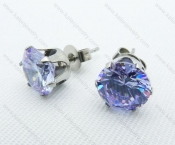 Stainless Steel Light Blue Zircon Stone Earrings - KJE220005