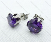 Stainless Steel Violet Zircon Stone Earrings - KJE220009