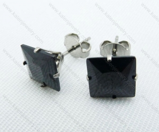 Stainless Steel Black Zircon Stone Earrings - KJE220016