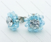 Stainless Steel Light Blue Zircon Stone Earrings - KJE220028