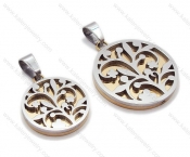 Wholesale Stainless Steel Cutting Orchid Couple Pendants - KJP050947