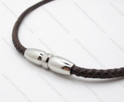 Leather necklace with Stainless Steel Pendant - KJN030005