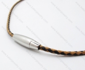 Leather necklace with Stainless Steel Pendant - KJN030008