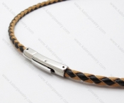 Leather necklace with Stainless Steel Pendant - KJN030009