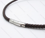Leather necklace with Stainless Steel Pendant - KJN030011