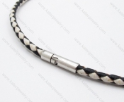 Leather necklace with Stainless Steel Pendant - KJN030012