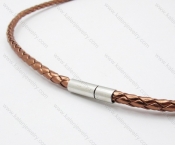 Leather necklace with Stainless Steel Pendant - KJN030018