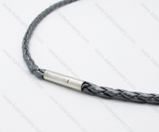Leather necklace with Stainless Steel Pendant - KJN030022
