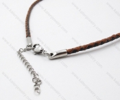 Leather necklace with Stainless Steel Pendant - KJN030031