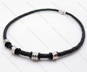 Leather necklace with Stainless Steel Pendant - KJN030049