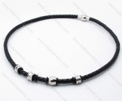 Leather necklace with Stainless Steel Pendant - KJN030050