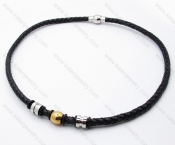 Leather necklace with Stainless Steel Pendant - KJN030051