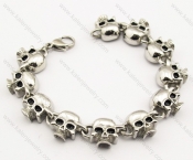 Stainless Steel Casting Skull Bracelets with 11 Skulls Charms - KJB170003