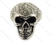 Stainless Steel Overlay Zircon Stones Skull Ring - KJR010078