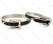 Stainless Steel Belt Buckle Couple Bangles - KJB050110