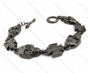 Black Stainless Steel Skull Bones Jewelry Maltese Cross Heavy Metal Bracelet - KJB170008
