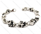 Stainless Steel Skull Bracelets with 9 Quadrate Skulls - KJB170009