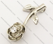 Stainless Steel Inlay Zircon Stone Camellia Pendant - KJP051067