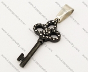 Stainless Steel Overlay Stones Black Plating Key Pendant - KJP140050